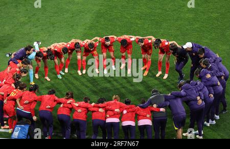 Adelaide, Australien. 1. Aug. 2023. Team China jubelt vor dem Spiel der Gruppe D zwischen China und England bei der FIFA Women's World Cup 2023 in Adelaide, Australien, am 1. August 2023. Kredit: Ding Xu/Xinhua/Alamy Live News Stockfoto