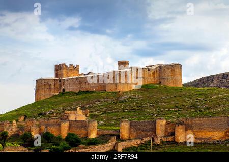 Der Palast der Marquise von Berlanga, Berlanga de Duero, Soria, in Castilla-La Mancha, Spanien. Die Burg wurde während der arabischen Eroberung der erbaut Stockfoto