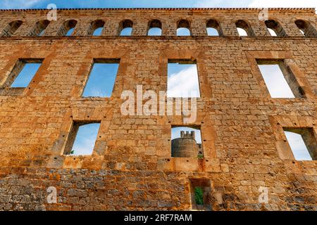 Der Palast der Marquise von Berlanga, Berlanga de Duero, Soria, in Castilla-La Mancha, Spanien. Die Burg wurde während der arabischen Eroberung der erbaut Stockfoto