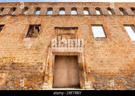 Der Palast der Marquise von Berlanga, Berlanga de Duero, Soria, in Castilla-La Mancha, Spanien. Die Burg wurde während der arabischen Eroberung der erbaut Stockfoto