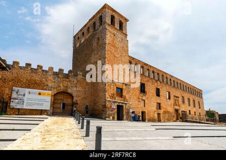 Der Palast der Marquise von Berlanga, Berlanga de Duero, Soria, in Castilla-La Mancha, Spanien. Die Burg wurde während der arabischen Eroberung der erbaut Stockfoto