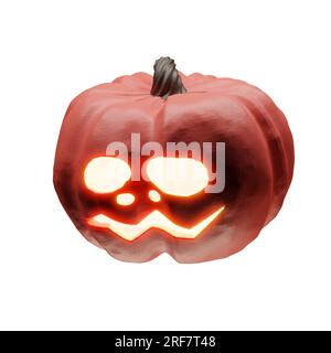 Roter halloween-Kürbis mit gelben leuchtenden Augen Stockfoto