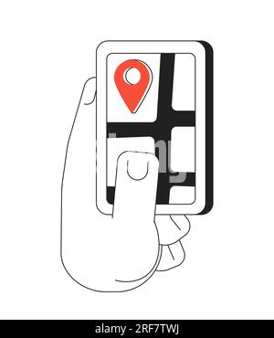 Hand haltendes gps-Smartphone einfarbiges flaches Vektorobjekt Stock Vektor