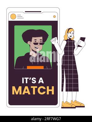 Online-Dating-App Flatline Konzept Vektordarstellung Stock Vektor