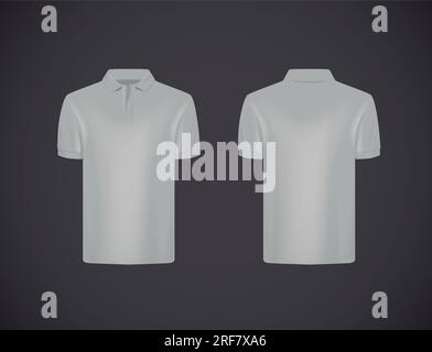 Eng anliegendes, kurzärmeliges Poloshirt für Herren. Graues Poloshirt Modell-Design-Template für Branding. Stock Vektor