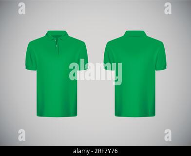 Eng anliegendes, kurzärmeliges Poloshirt für Herren. Greenpolo Shirt Modell-Design-Vorlage für Branding. Stock Vektor