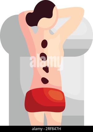 Logo des Spa-Therapeuten Vektorsymbol, Kosmetik- und Körperpflegesymbol, Kosmetik- und Dermatologen-Schild, Body-Ästhetik-Stock-Illustration, Hot ston Stock Vektor