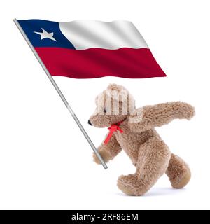 Die chilenische Flagge trägt ein süßer Teddybär Stockfoto