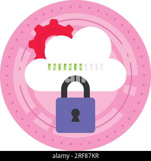 Maschineninstanzen Vektor-Symbol-Design, Cloud-Verarbeitung-Symbol, Computing-Dienste-Zeichen, Web-Dienste und Rechenzentrumsmaterial-Illustration, Knoten und Clu Stock Vektor