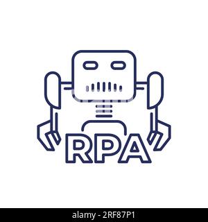 Symbol für RPA-bot-Linie, Automatisierung von Roboterprozessen Stock Vektor