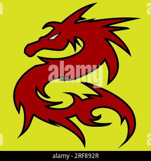 Drachen, Drachen-Illustration, Drachen mit scharfen Augen und Kurven, geeignet für Chinesisch adv und Schild und Banner, japanischer Drache im Anime-Stil Stockfoto