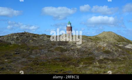 Der Rotes Kliff- Leuchtturm / Rote Klippen - Leuchtturm in Kampen, Sylt, Frisische Inseln, Nordsee, Schleswig-Holstein, Deutschland Stockfoto