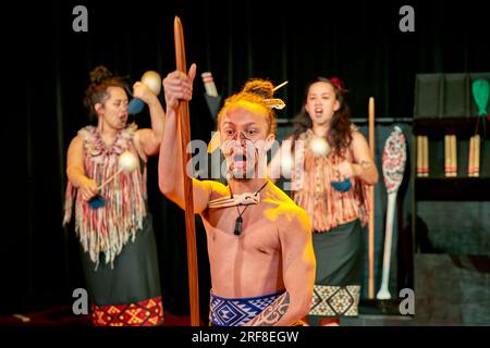 Auckland. Neuseeland. Maori Haka Tanzvorstellung Stockfoto