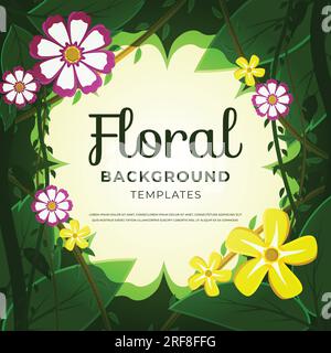 Hintergrundvorlage mit Blumenmuster für Grußkarte, Post in sozialen Medien und Poster. Vektorabbildung Stock Vektor