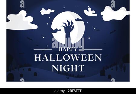 Halloween Night Template Design geeignet für Grußkarte, Einladungskarte und viele Zwecke Stock Vektor