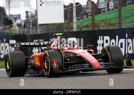 Carlos Sainz von Scuderia Ferrari während des F1 Grand Prix von Belgien im Spa Francorchamps am 30. Juli 2023 in Stavelot, Belgien. Stockfoto