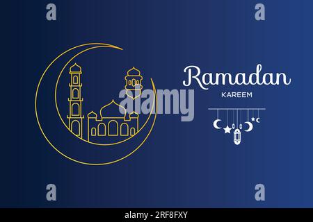 Sauberes und minimalistisches Ramadan Kareem-Vorlagendesign für Grußkarten. Vektordarstellung Stock Vektor