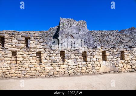 Wohnarchitektur, Inka-Ruinen von Machu Picchu, Peru, Südamerika Stockfoto