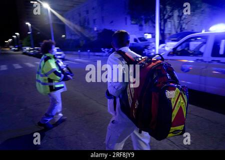 Der SMUR-Notdienst greift in der gesamten Region 24 Stunden am Tag, 7 Tage die Woche ein. Stockfoto