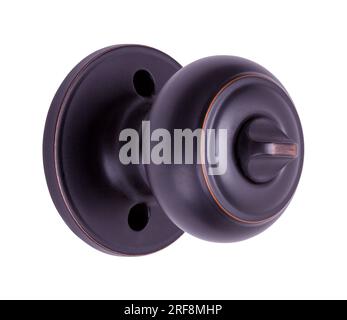Seitenansicht eines Türknopfes mit Ausschnitt in Weiß. Stockfoto