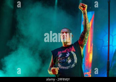 Milwaukee, USA. 31. Juli 2023. Phil Anselmo von Pantera im American Family Insurance Amphitheater am 31. Juli 2023 in Milwaukee, Wisconsin (Foto von Daniel DeSlover/Sipa USA). Guthaben: SIPA USA/Alamy Live News Stockfoto