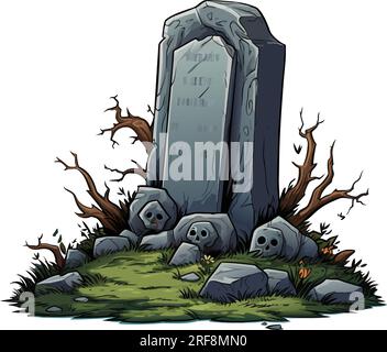 vektorfriedhof, Grabstein und Grabstein. SCHLITZ der Tombstone-Vektordarstellung auf weißem Hintergrund. Stock Vektor