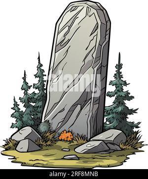 vektorfriedhof, Grabstein und Grabstein. SCHLITZ der Tombstone-Vektordarstellung auf weißem Hintergrund. Stock Vektor