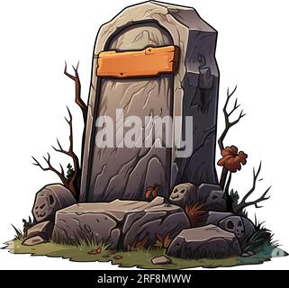 vektorfriedhof, Grabstein und Grabstein. SCHLITZ der Tombstone-Vektordarstellung auf weißem Hintergrund. Stock Vektor