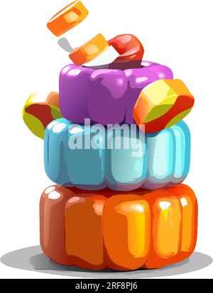 vector-halloween-Bonbons. Bunte Weihnachtsbonbons. Vektordarstellung lächelnder Bonbons auf weißem Hintergrund Stock Vektor
