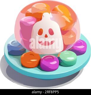 vector-halloween-Süßigkeiten. Farbenfrohes lächelndes Gelee. Bunte Süßigkeiten mit Süßigkeiten Vektordarstellung auf weißem Hintergrund Stock Vektor