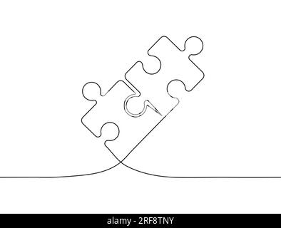 Puzzles durchgängiges Linienkunstspiel. Metapher für Problemlösung, Lösung und Strategie. Stock Vektor