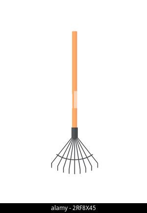 Rechen oder Schild isoliert auf weißem Hintergrund. Design von Gartenwerkzeugen. vektordarstellung. Stock Vektor