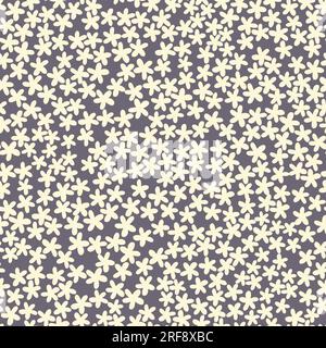 Nahtloses Vektormuster, zarte weiße Blumen auf Grau. Textil, Verpackung, Sammelalbum, Verpackung. Vektordarstellung Stock Vektor