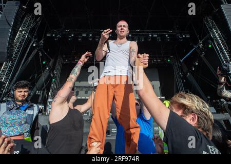 Brighton, Großbritannien. Samstag, 29. Juli 2023. Sam Matlock aus Wargasm unterstützt Royal Blood am On the Beach in Brighton Madeira Drive © Jason Richardson/Al Stockfoto