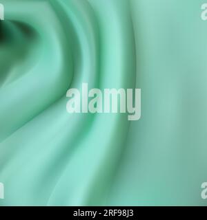 Grüner seidenmatter Textildraht mit geknittertem Wellendesign faltet den Hintergrund. Mit weichen Wellen und gewellter Windstruktur von zerknittertem Papier. Zielwert Stockfoto