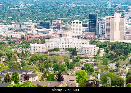 Skyline und Kapitolgebäude von Salt Lake City, Utah Stockfoto