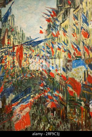 Claude Monet Gemälde; Rue Saint-Denis, Fete du 30. June 1878, Paris; - gemalt 1878; französischer impressionistischer Maler aus dem 19. Jahrhundert Stockfoto