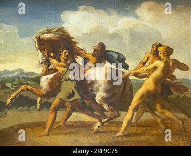 Theodore Gericault Gemälde; "Cheval arrete par des Esklaves" - Pferd angehalten von Sklaven. Französischer Maler des 19. Jahrhunderts, Romantische Bewegung; 1791-1824 Stockfoto