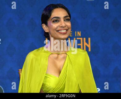 Mumbai, Indien. 01. Aug. 2023. Die indische Filmdarstellerin Sobhita Dhulipala wurde bei der Veröffentlichung ihrer Webserie Made in Heaven (Staffel 2) in Mumbai im Trailer gesehen. Die zweite Staffel der Webserie erscheint am 10 2023. August auf Prime Video. Kredit: SOPA Images Limited/Alamy Live News Stockfoto