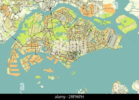 Vector Stadtplan von Singapur Stock Vektor