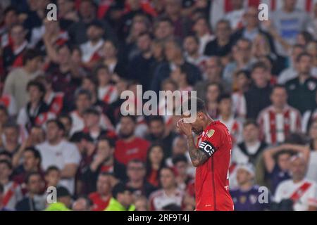 Buenos Aires, Argentinien. 01. Juli 2023. Alan Patrick von River Plater, während des Spiels zwischen River Plate und Internacional für die Runde 16 erste Etappe der Copa CONMEBOL Libertadores 2023, im Monumental de Nunez Stadium, in Buenos Aires, Argentinien am 01. Juli. Foto: Max Peixoto/DiaEsportivo/Alamy Live News Kredit: DiaEsportivo/Alamy Live News Stockfoto