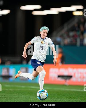 August 01 2023: Megan Rapinoe (USA) kontrolliert den Ball während eines Spiels, am, . Kim Price/CSM Stockfoto