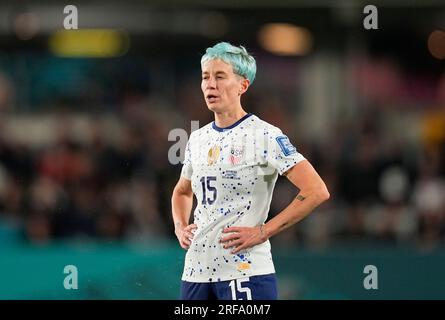 August 01 2023: Megan Rapinoe (USA) schaut während eines Spiels auf , . Kim Price/CSM Stockfoto