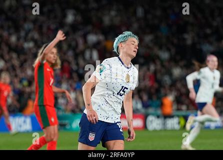 August 01 2023: Megan Rapinoe (USA) schaut während eines Spiels auf , . Kim Price/CSM Stockfoto