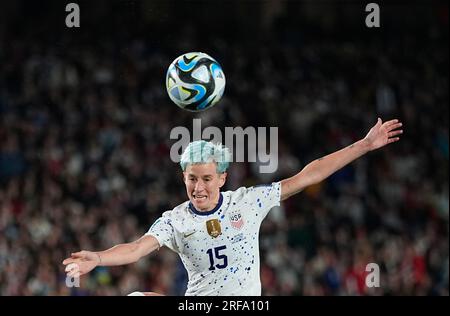 August 01 2023: Megan Rapinoe (USA) kontrolliert den Ball während eines Spiels, am, . Kim Price/CSM Stockfoto