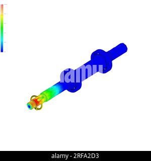 FEM-Analyse, Finite-Elemente-Analyse, Achse mit Lager, Drehspannungstest Stockfoto