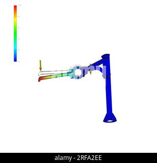 FEM-Analyse, Finite-Elemente-Analyse, Schwenkbewegung von Achse und Arm, Belastungstest Stockfoto