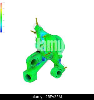 FEM-Analyse Hinterradaufhängung Achsschenkel, Aufhängungskomponente, Finite-Elemente-Analyse Stockfoto