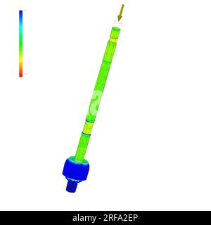 FEM-Analyse, Finite-Elemente-Analyse, Achse mit Lager, Belastungstest Stockfoto