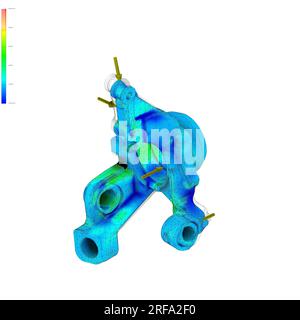 FEM-Analyse Hinterradaufhängung Achsschenkel, Aufhängungskomponente, Finite-Elemente-Analyse Stockfoto